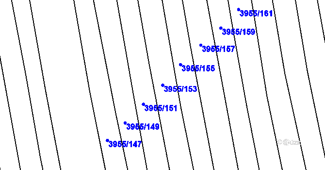 Parcela st. 3955/153 v KÚ Dolní Bojanovice, Katastrální mapa