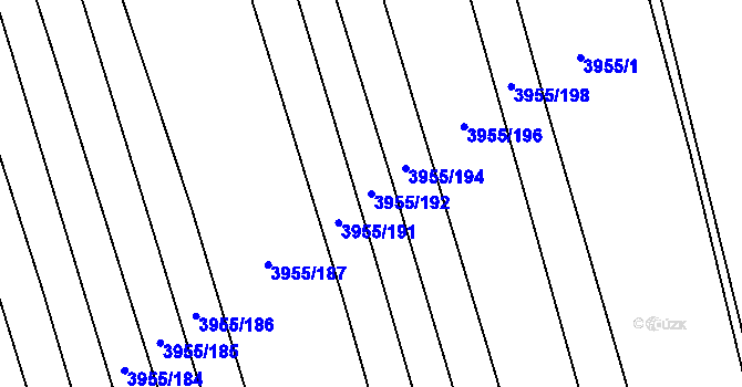 Parcela st. 3955/192 v KÚ Dolní Bojanovice, Katastrální mapa