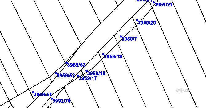 Parcela st. 3959/19 v KÚ Dolní Bojanovice, Katastrální mapa