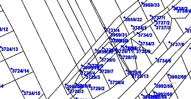 Parcela st. 3959/30 v KÚ Dolní Bojanovice, Katastrální mapa