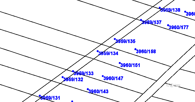 Parcela st. 3959/134 v KÚ Dolní Bojanovice, Katastrální mapa