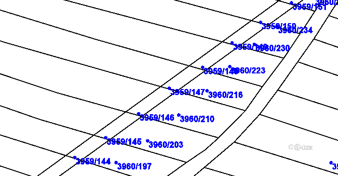 Parcela st. 3959/147 v KÚ Dolní Bojanovice, Katastrální mapa