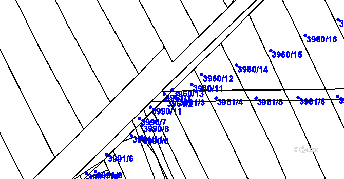 Parcela st. 3960/13 v KÚ Dolní Bojanovice, Katastrální mapa