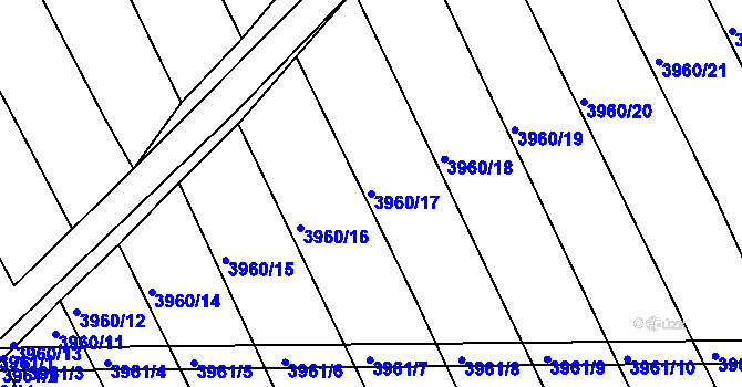 Parcela st. 3960/17 v KÚ Dolní Bojanovice, Katastrální mapa
