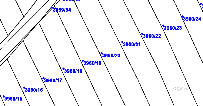 Parcela st. 3960/20 v KÚ Dolní Bojanovice, Katastrální mapa