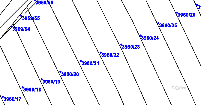 Parcela st. 3960/22 v KÚ Dolní Bojanovice, Katastrální mapa