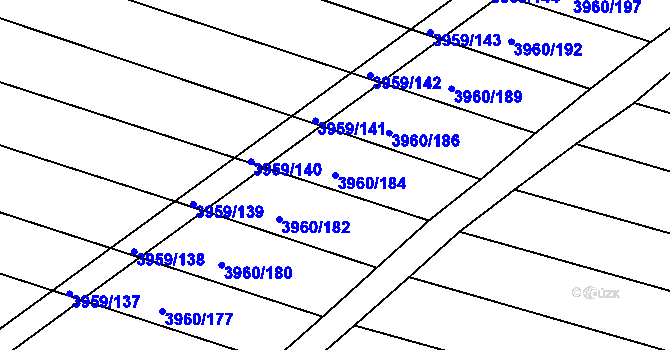 Parcela st. 3960/184 v KÚ Dolní Bojanovice, Katastrální mapa