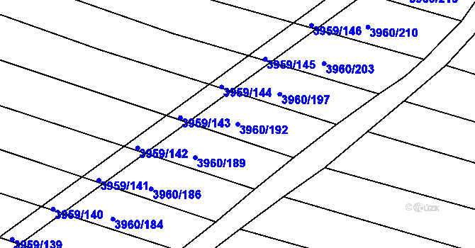 Parcela st. 3960/192 v KÚ Dolní Bojanovice, Katastrální mapa