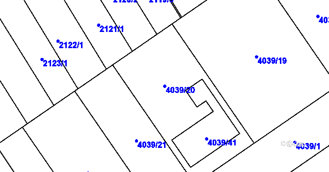 Parcela st. 4039/20 v KÚ Dolní Bojanovice, Katastrální mapa