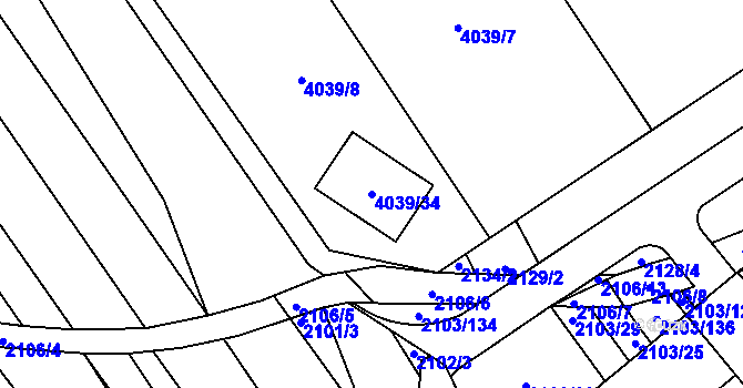 Parcela st. 4039/34 v KÚ Dolní Bojanovice, Katastrální mapa