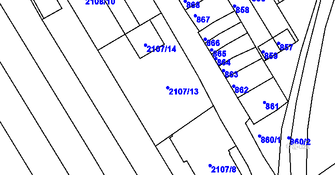 Parcela st. 2107/13 v KÚ Dolní Bojanovice, Katastrální mapa