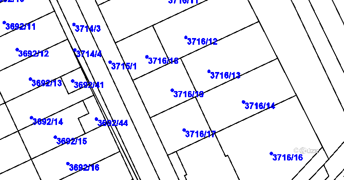 Parcela st. 3716/19 v KÚ Dolní Bojanovice, Katastrální mapa