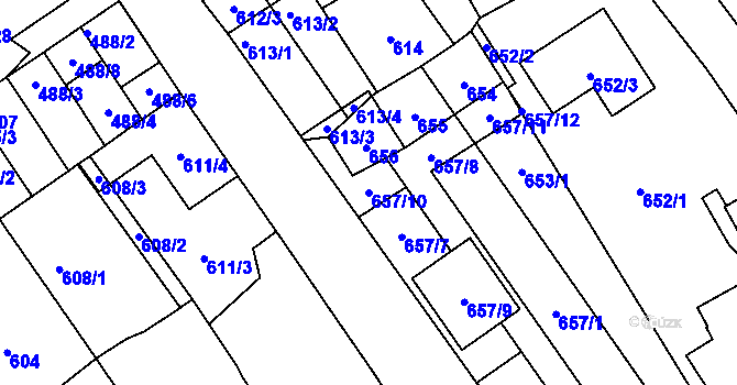 Parcela st. 657/10 v KÚ Dolní Bojanovice, Katastrální mapa