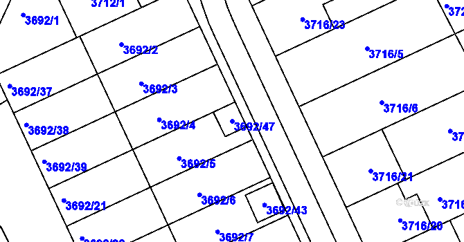 Parcela st. 3692/47 v KÚ Dolní Bojanovice, Katastrální mapa