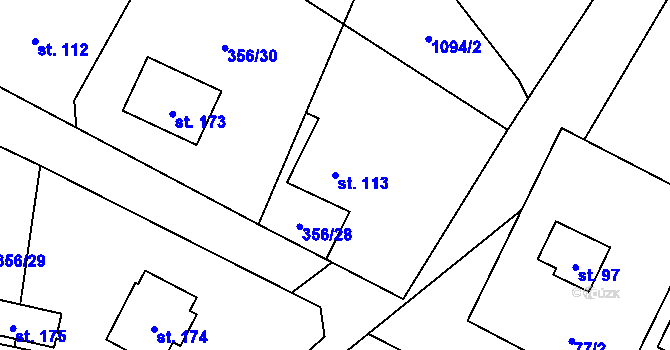Parcela st. 113 v KÚ Dolní Bory, Katastrální mapa