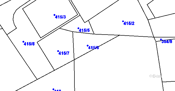 Parcela st. 415/6 v KÚ Dolní Bory, Katastrální mapa