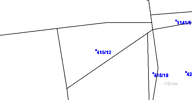 Parcela st. 415/12 v KÚ Dolní Bory, Katastrální mapa
