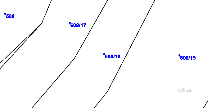 Parcela st. 608/18 v KÚ Dolní Bory, Katastrální mapa