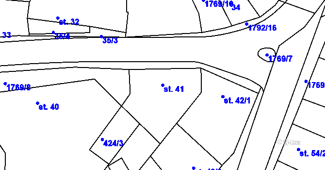 Parcela st. 41 v KÚ Dolní Bousov, Katastrální mapa