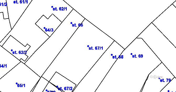 Parcela st. 67 v KÚ Dolní Bousov, Katastrální mapa