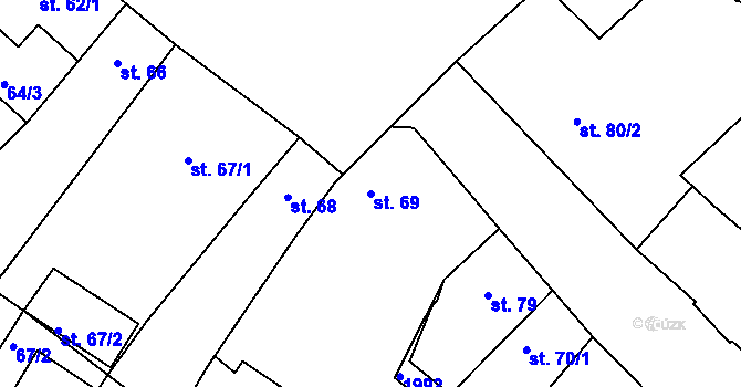 Parcela st. 69 v KÚ Dolní Bousov, Katastrální mapa