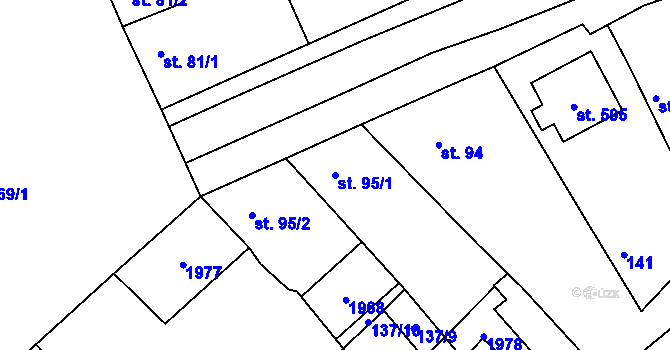 Parcela st. 95/1 v KÚ Dolní Bousov, Katastrální mapa