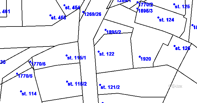 Parcela st. 122 v KÚ Dolní Bousov, Katastrální mapa