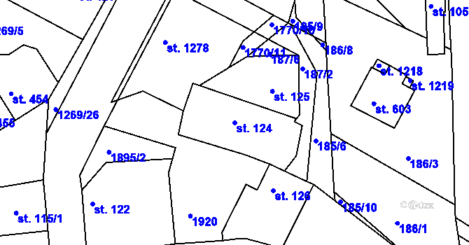 Parcela st. 124 v KÚ Dolní Bousov, Katastrální mapa