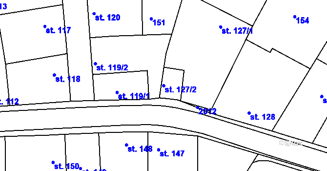 Parcela st. 127/2 v KÚ Dolní Bousov, Katastrální mapa