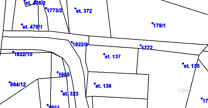 Parcela st. 137 v KÚ Dolní Bousov, Katastrální mapa