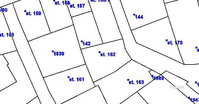 Parcela st. 162 v KÚ Dolní Bousov, Katastrální mapa