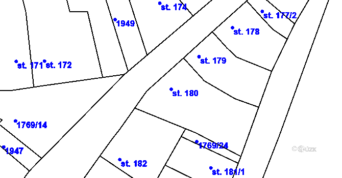 Parcela st. 180 v KÚ Dolní Bousov, Katastrální mapa
