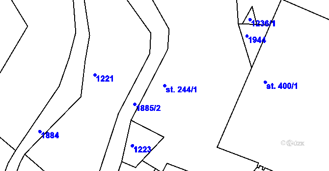 Parcela st. 244/1 v KÚ Dolní Bousov, Katastrální mapa