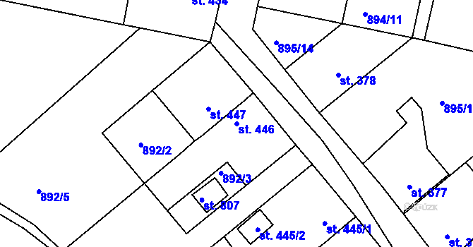 Parcela st. 446 v KÚ Dolní Bousov, Katastrální mapa