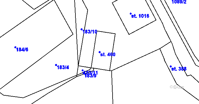 Parcela st. 460 v KÚ Dolní Bousov, Katastrální mapa