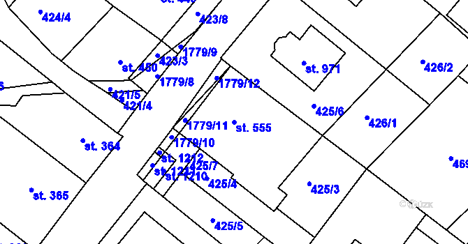 Parcela st. 555 v KÚ Dolní Bousov, Katastrální mapa