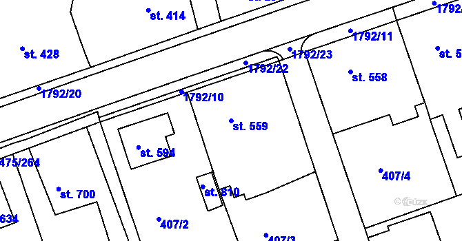 Parcela st. 559 v KÚ Dolní Bousov, Katastrální mapa