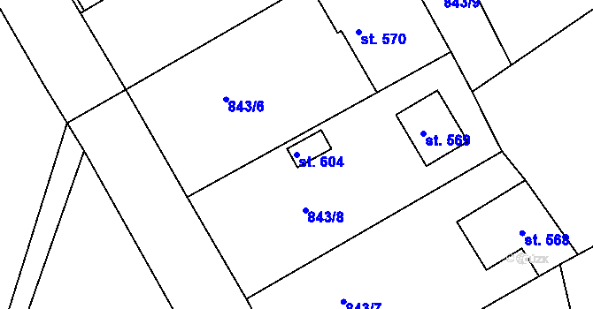 Parcela st. 604 v KÚ Dolní Bousov, Katastrální mapa