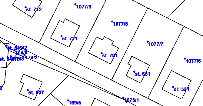 Parcela st. 701 v KÚ Dolní Bousov, Katastrální mapa