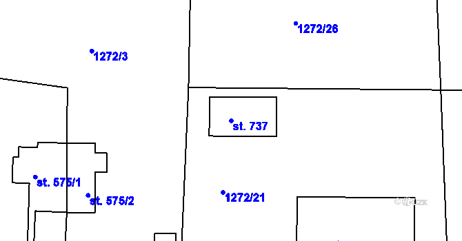 Parcela st. 737 v KÚ Dolní Bousov, Katastrální mapa