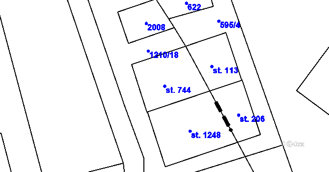 Parcela st. 744 v KÚ Dolní Bousov, Katastrální mapa