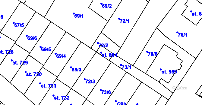 Parcela st. 804 v KÚ Dolní Bousov, Katastrální mapa