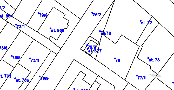 Parcela st. 79/2 v KÚ Dolní Bousov, Katastrální mapa