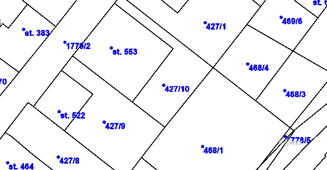 Parcela st. 427/10 v KÚ Dolní Bousov, Katastrální mapa
