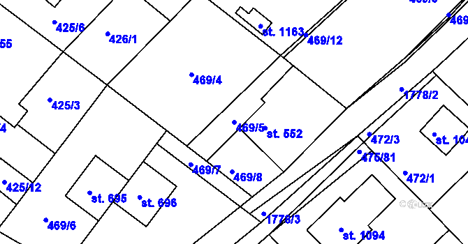 Parcela st. 469/5 v KÚ Dolní Bousov, Katastrální mapa