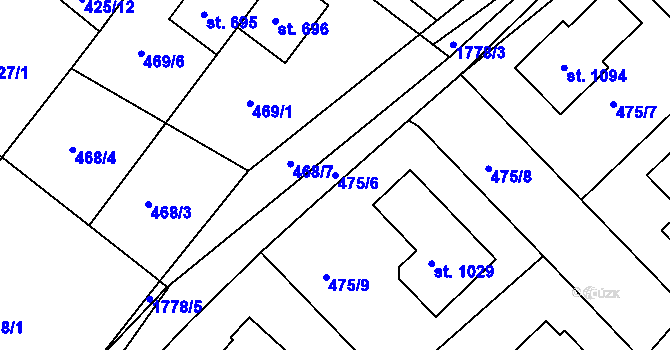 Parcela st. 475/6 v KÚ Dolní Bousov, Katastrální mapa