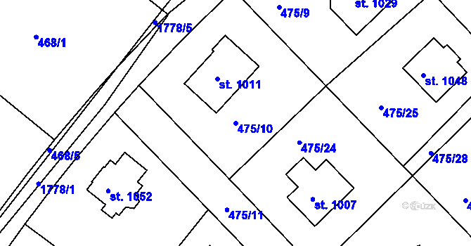 Parcela st. 475/10 v KÚ Dolní Bousov, Katastrální mapa