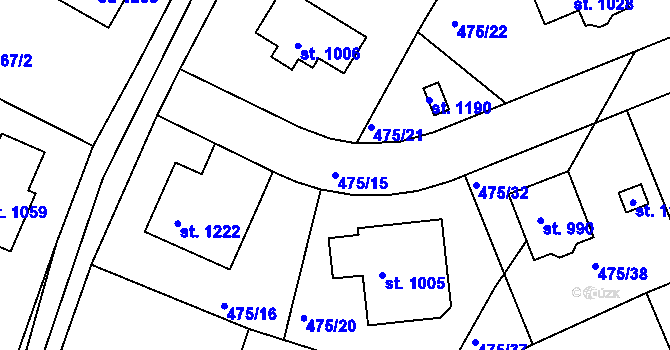 Parcela st. 475/15 v KÚ Dolní Bousov, Katastrální mapa