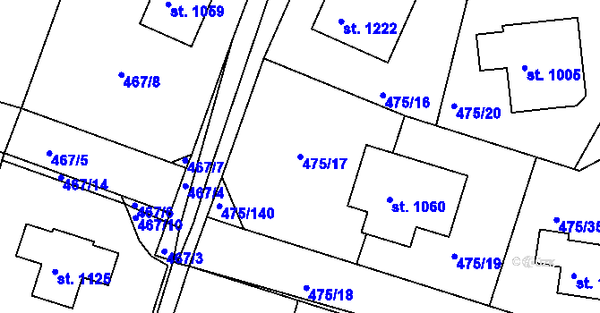 Parcela st. 475/17 v KÚ Dolní Bousov, Katastrální mapa