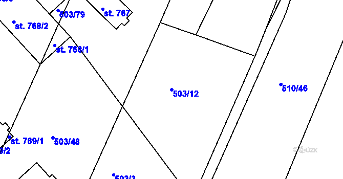 Parcela st. 503/12 v KÚ Dolní Bousov, Katastrální mapa